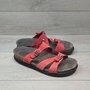 Mephisto Women's Red Leather Strappy Platform  Sandals Shoes Sz 38/8